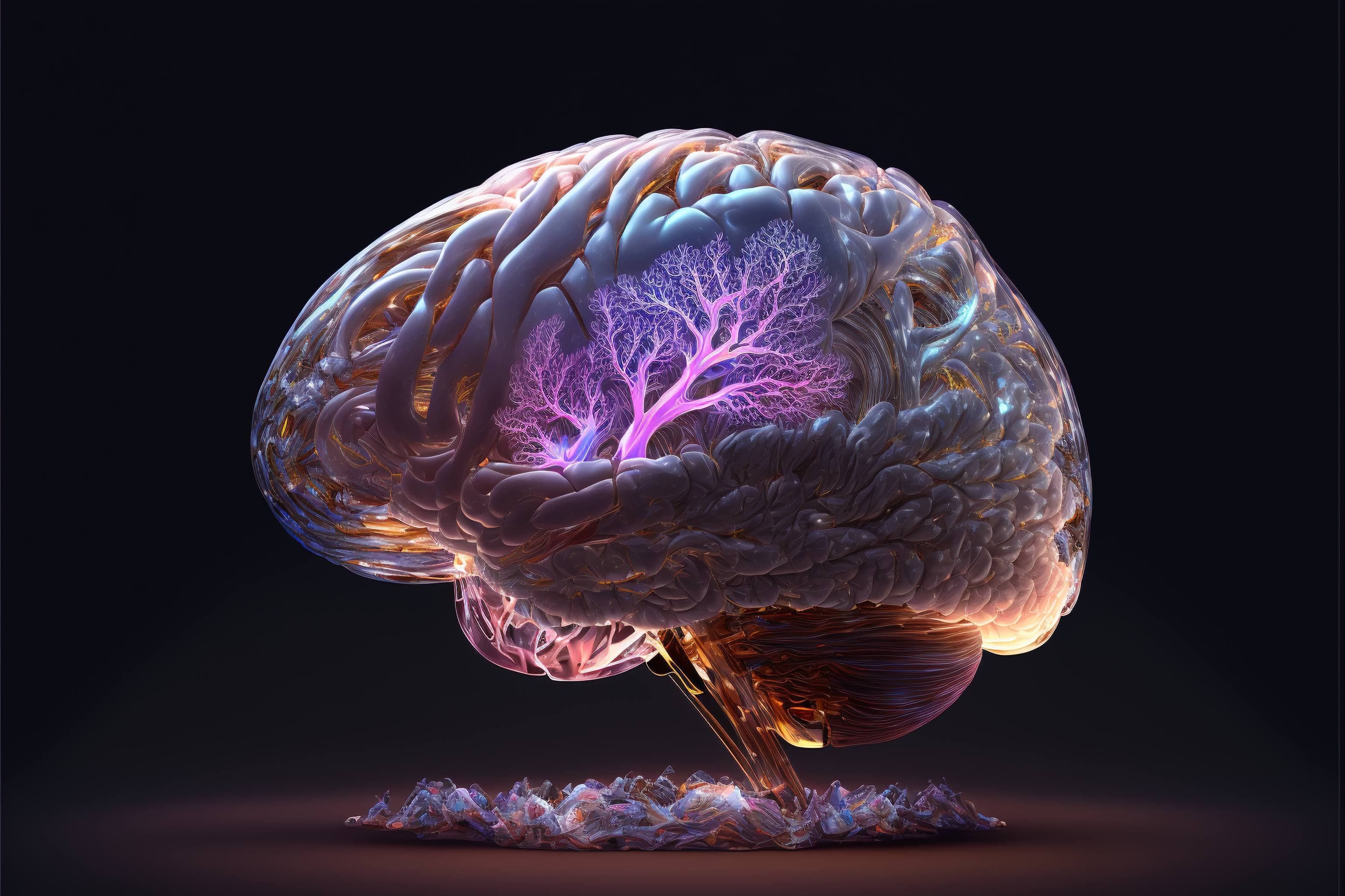 Brain activity. Fonte: https://pixexid.com/image/a-brain-with-a-black-background-nqq9t2ry CC
